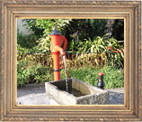 red pump water feature